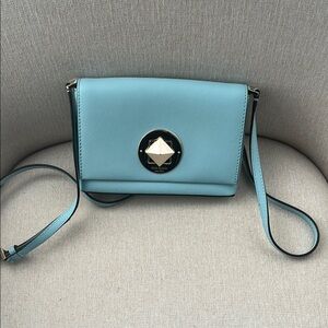 Kate Spade Blue Crossbody Bag with Geometric Hardware